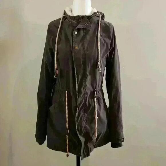Outer Wear Ladies Gray Soft Velvet Jacket With Fleece Lined Hood Us Xs - Picture 1 of 12